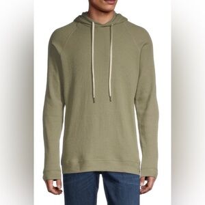 ONIA Men's Aaron Waffle-Knit Olive Green Hoodie Large Long Sleeve Thermal Shirt
